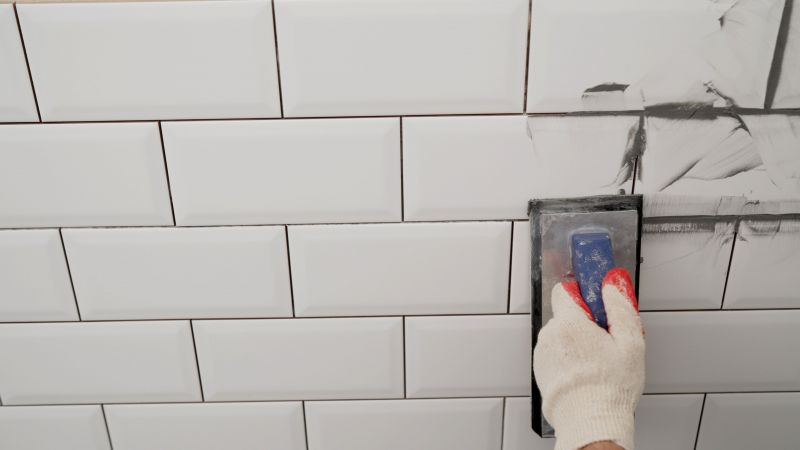 Professional Tile Installer at Work